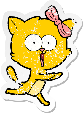 Bir insan tarafından çizilmiş karikatür bir kedinin sıkıntılı çıkartması.