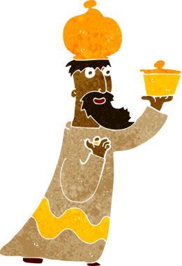 Bir insan tarafından çizilen üç bilge adamdan biri.