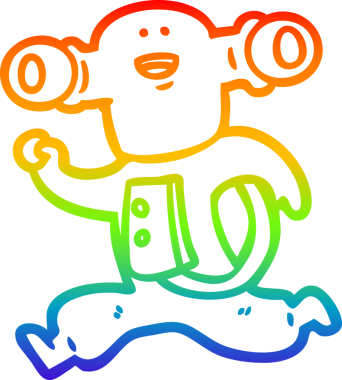 Gökkuşağı gradyan çizgisi, bir insan tarafından çizilen dost canlısı bir uzaylı çizgi filmi.