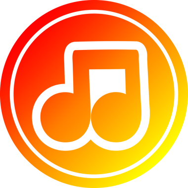 bir insan tarafından çizilmiş sıcak gradyan bir resim ile müzik notası dairesel simgesi