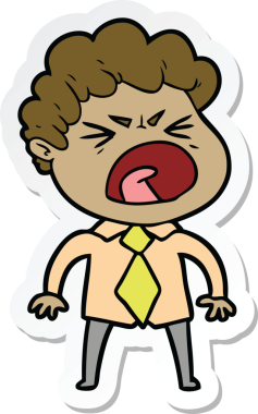 Bir insan tarafından çizilmiş öfkeli bir adamın karikatür çıkartması.