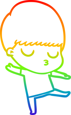 Gökkuşağı gradyan çizgi çizimi bir insan tarafından çizilmiş sakin bir çocuk