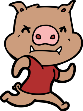 Bir insan tarafından çizilen kızgın çizgi film domuzu.