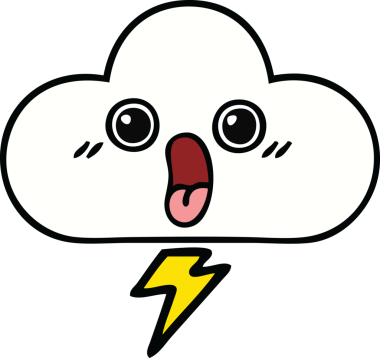 Bir insan tarafından çizilmiş fırtına bulutunun sevimli karikatürü.