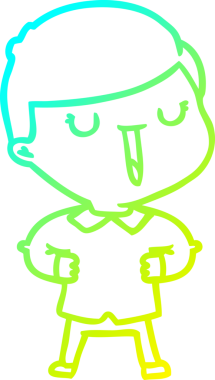 Bir çizgi film karakteri çizen soğuk çizgi bir insan tarafından çizilmiş mutlu çocuk.