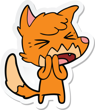 Bir insan tarafından çizilmiş kızgın bir tilkinin çıkartması.