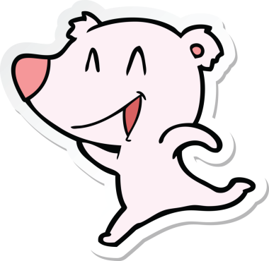 Bir insan tarafından çizilmiş, gülen ayı çizgi filminin çıkartması.