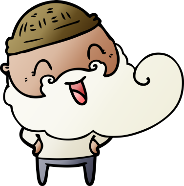 Bir insan tarafından çizilmiş mutlu sakallı adam.