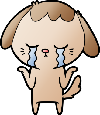 Bir insan tarafından çizilmiş ağlayan bir köpek.