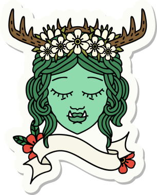 Bir insan tarafından çizilmiş bir ork Druid karakterinin çıkartması