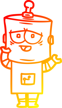 Bir insan tarafından çizilen çizgi film robotunun sıcak çizgi çizimi