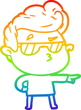 Gökkuşağı gradyan çizimi. Bir insan tarafından çizilmiş havalı bir adamın çizimi.