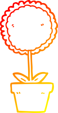 Bir insan tarafından çizilmiş sevimli bir karikatür çiçeğinin sıcak çizgi çizimi