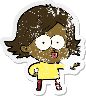 Bir insan tarafından çizilmiş karikatür kızının sıkıntılı çıkartması.