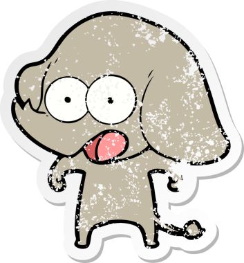 Bir insan tarafından çizilmiş şirin bir filin sıkıntılı çıkartması