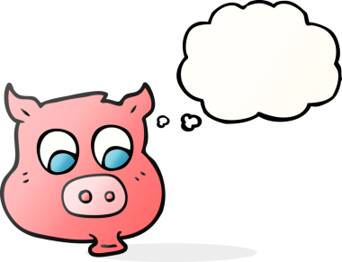 Bir insan tarafından çizilmiş serbest çizim balon çizgi film domuzu.