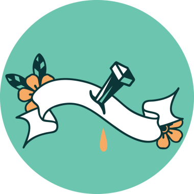 Bir insan tarafından çizilmiş demir çivi sancağıyla dövme stili simgesi