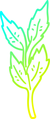 Bir insan tarafından çizilen çizgi film yapraklarının soğuk gradyan çizgileri.