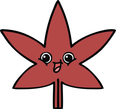 Bir insan tarafından çizilmiş bir sonbahar yaprağının sevimli karikatürü.