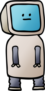 vektör gradyanı çizimi bir insan tarafından çizilmiş komik robot.