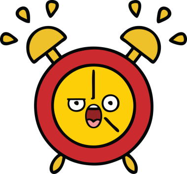 Bir insan tarafından çizilmiş çalar saatin şirin bir karikatürü.