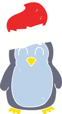 Bir insan tarafından çizilen düz renkli penguen çizimi