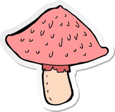 Bir insan tarafından çizilmiş vahşi mantar çıkartması.