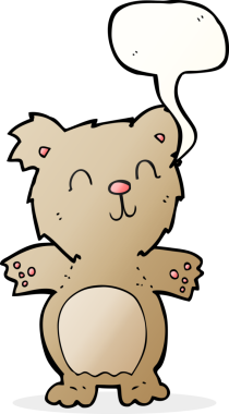 Bir insan tarafından çizilmiş konuşma baloncuklu şirin oyuncak ayı.