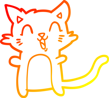 Bir insan tarafından çizilen mutlu çizgi bir kedinin sıcak gradyan çizimi