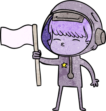 Bir insan tarafından çizilmiş meraklı astronot çizgi filmi.