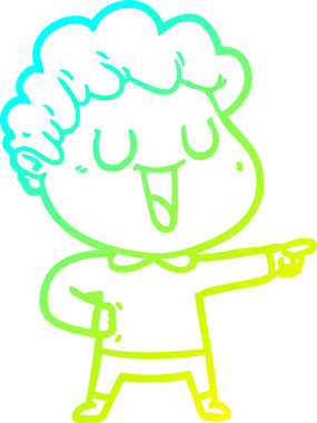 Bir insan tarafından çizilmiş gülen bir çizgi film karakterinin soğuk gradyan çizimi