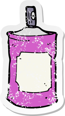 Bir insan tarafından çizilmiş karikatür spreyinin gerilimli yapıştırması.