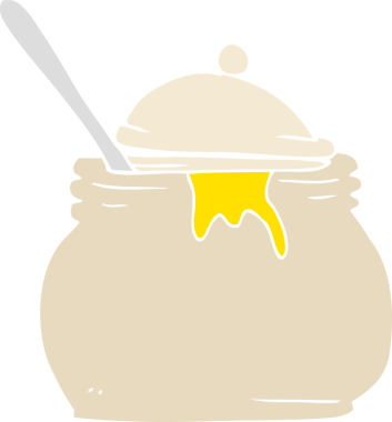 Bir insan tarafından çizilmiş hardal kabının düz renk çizimi