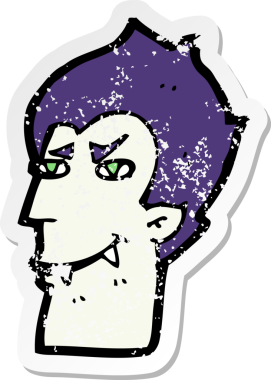 Bir insan tarafından çizilmiş vampir suratlı karikatürün gerilimli yapıştırması.