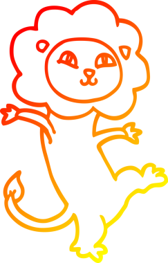 Bir insan tarafından çizilmiş mutlu bir aslanın çizgi çizimi.