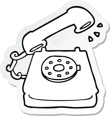 Bir insan tarafından çizilmiş telefon çalan çizgi film etiketi.