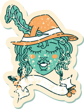 Retro Dövme Biçimli Ork karakteri bir insan tarafından çizildi