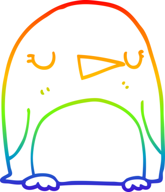 gökkuşağı gradyan çizimi bir insan tarafından çizilmiş bir penguen çizgi