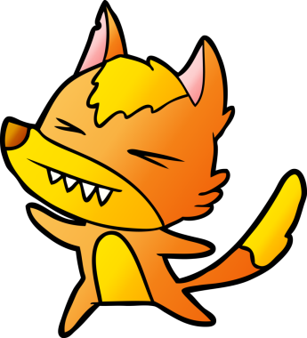 Bir insan tarafından çizilmiş tilki çizgi film karakteri