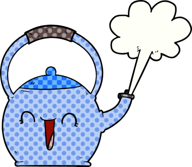 Bir insan tarafından çizilmiş kaynayan çaydanlık.