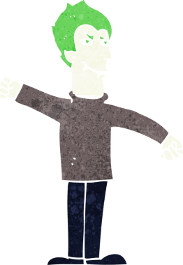 Bir insan tarafından çizilmiş vampir adam çizgi filmi.