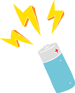 Bir insan tarafından çizilmiş pilin düz renk çizimi