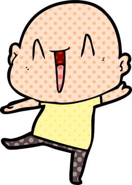 Bir insan tarafından çizilmiş mutlu, kel adam.