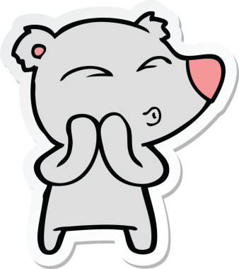 Bir insan tarafından çizilmiş ıslık çalan bir ayının çıkartması.