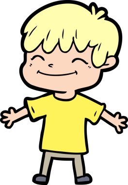 Bir insan tarafından çizilmiş mutlu çocuk çizgi filmi.