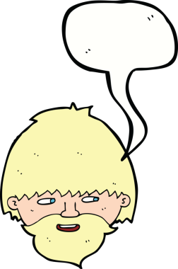 Bir insan tarafından çizilmiş konuşma balonu olan sakallı bir adam.