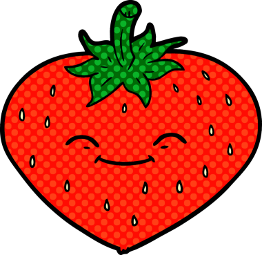 Bir insan tarafından çizilmiş çilek çizgi filmi.