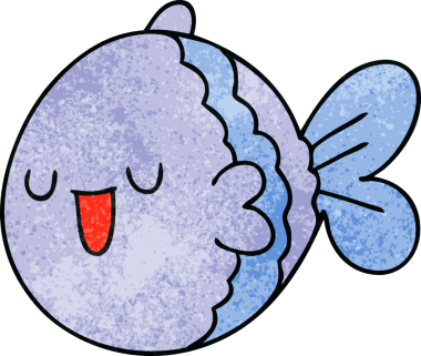 Bir insan tarafından çizilmiş garip bir karikatür balığı.