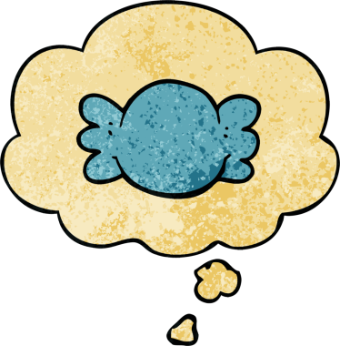 Düşünce baloncuğu ile sarılı çizgi film bir insan tarafından çizilmiş grunge desen tarzı