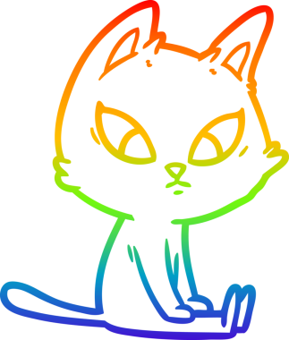 Bir insan tarafından çizilmiş kafası karışmış çizgi film kedisinin çizimi.